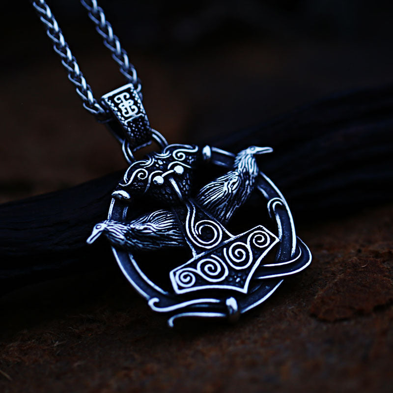 Stainless Steel Crow Viking Titanium Steel Necklace Pendant