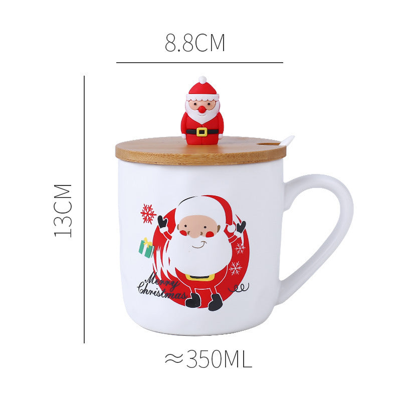 Ceramic Mug With Wooden Lid And Spoon