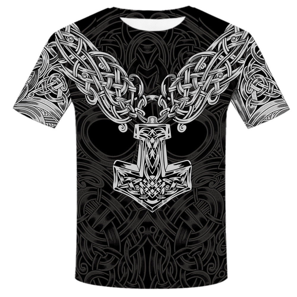 PLstar Cosmos New Fashion Men T Shirt Viking Tattoo