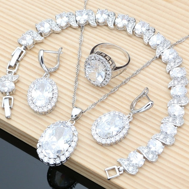 Mystic Rainbow Fire Cubic Zirconia Jewelry Sets Women 925