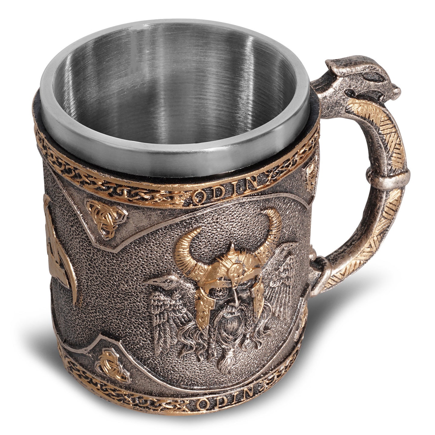 Personnalisé Vaisselle Viking Revêtement En Acier Inoxydable Crâne Vin Tasse De Résine