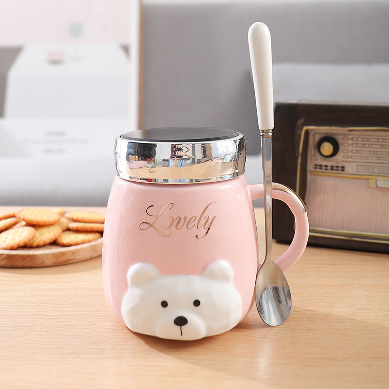Ins Style Céramique Couple Tasse Avec Couvercle Bureau