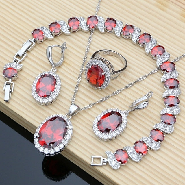Mystic Rainbow Fire Cubic Zirconia Jewelry Sets Women 925