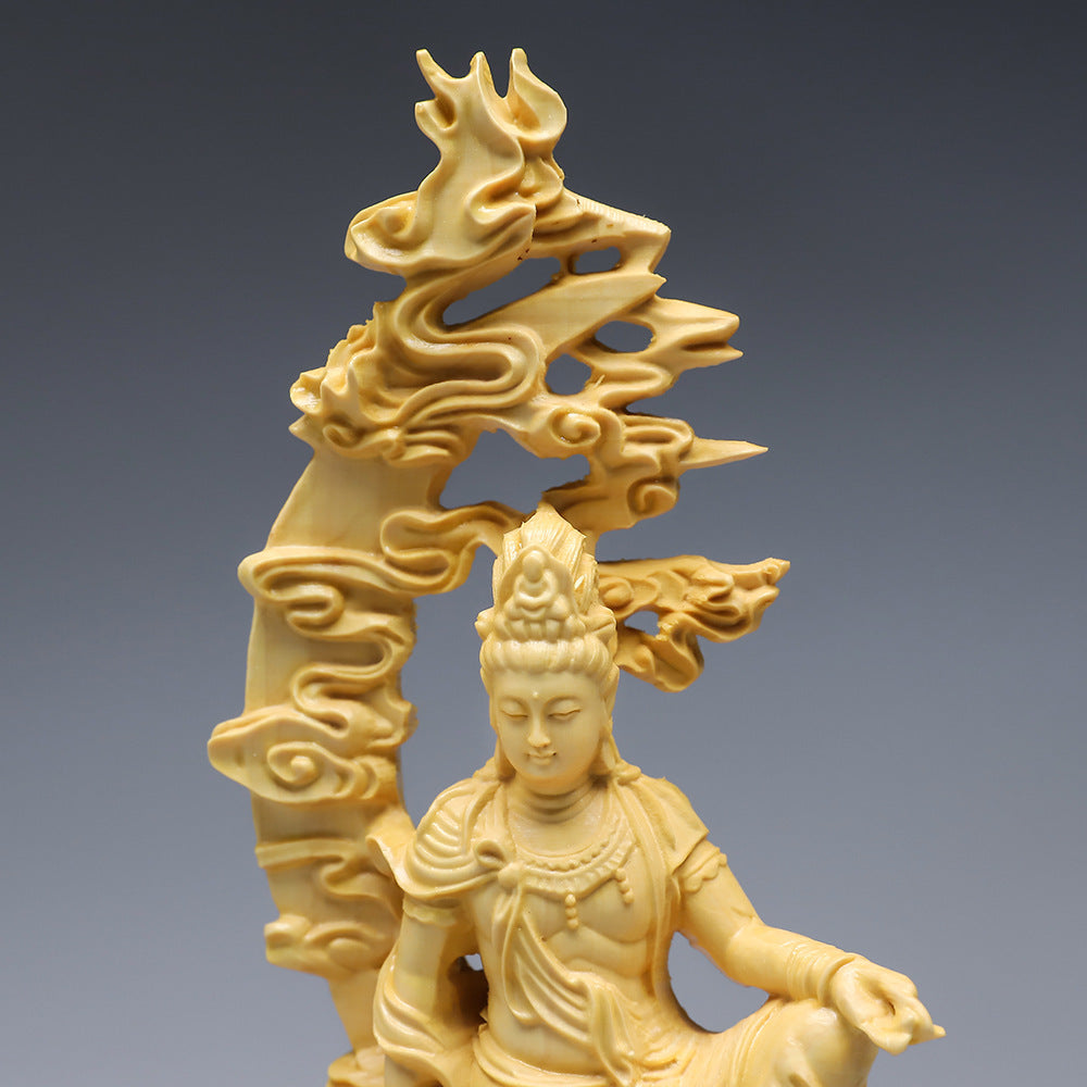 Boxwood Carving Water Moon Goddess Of Mercy Ornament