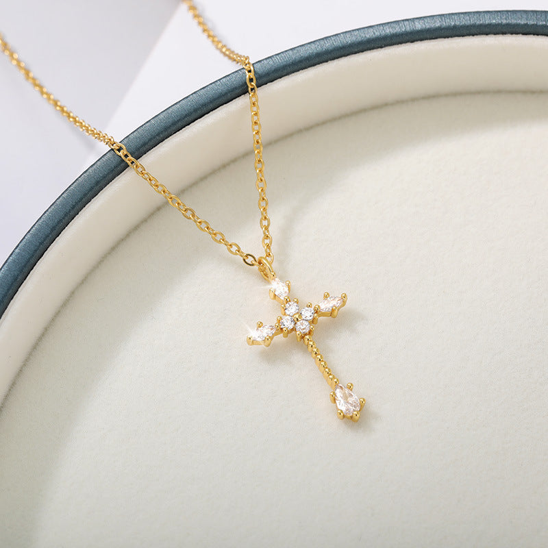 Cross-border Jewelry Copper Cross Inlaid With Zircon