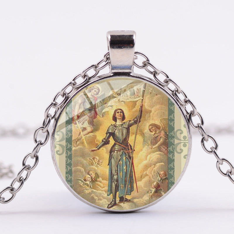 Shield Angel Christian Time Gemstone Pendant Necklace Wholesale