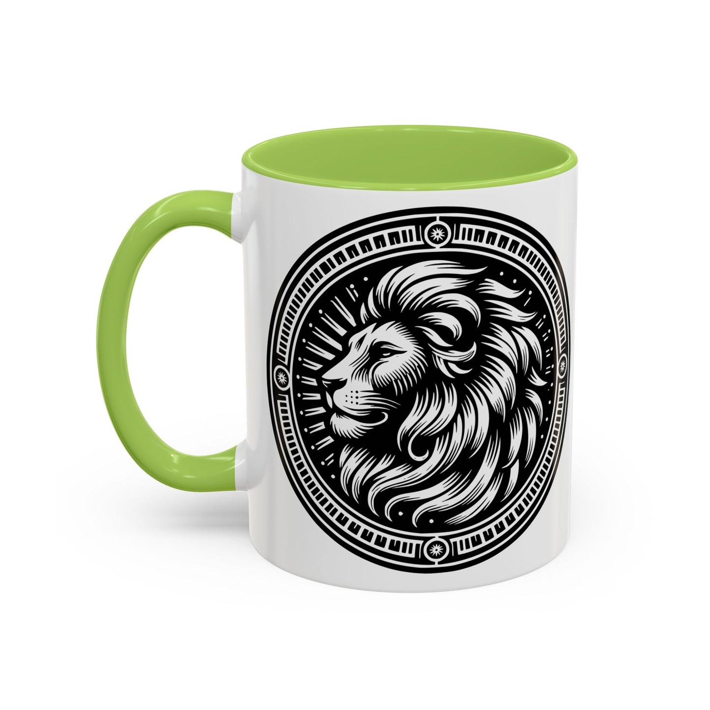 Monochrome Lion Accent Coffee Mug, Boho Lion Mug, Animal Print Coffee Cup, Unique Gift for Coffee Lovers, Home Decor
