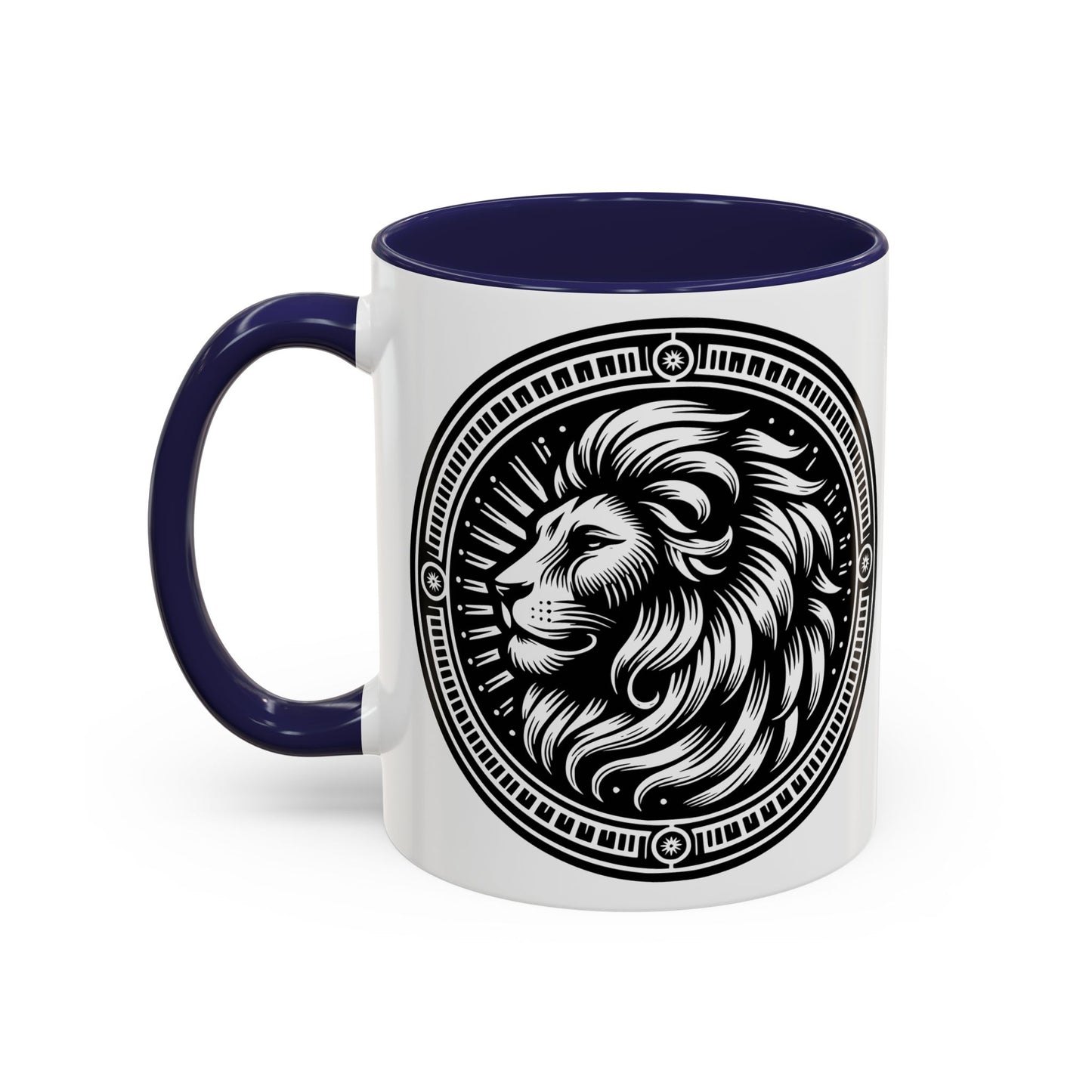 Monochrome Lion Accent Coffee Mug, Boho Lion Mug, Animal Print Coffee Cup, Unique Gift for Coffee Lovers, Home Decor