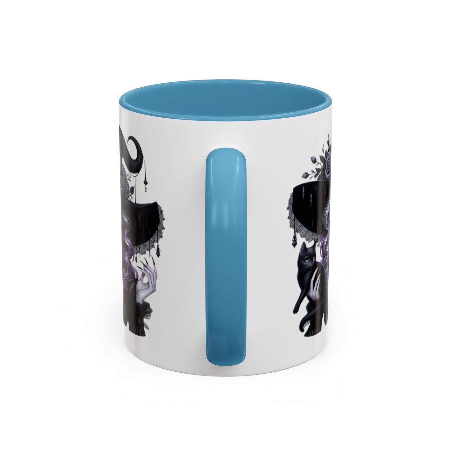 Witchy Accent Coffee Mug: Enchanting Black Cat & Skull Design, Spooky Gift for Halloween, Witchcraft Lover, Home Decor, Coffee Lover