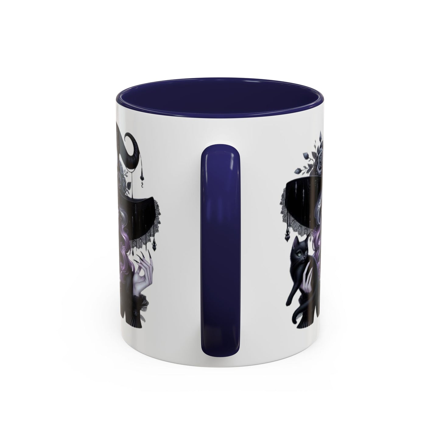 Witchy Accent Coffee Mug: Enchanting Black Cat & Skull Design, Spooky Gift for Halloween, Witchcraft Lover, Home Decor, Coffee Lover
