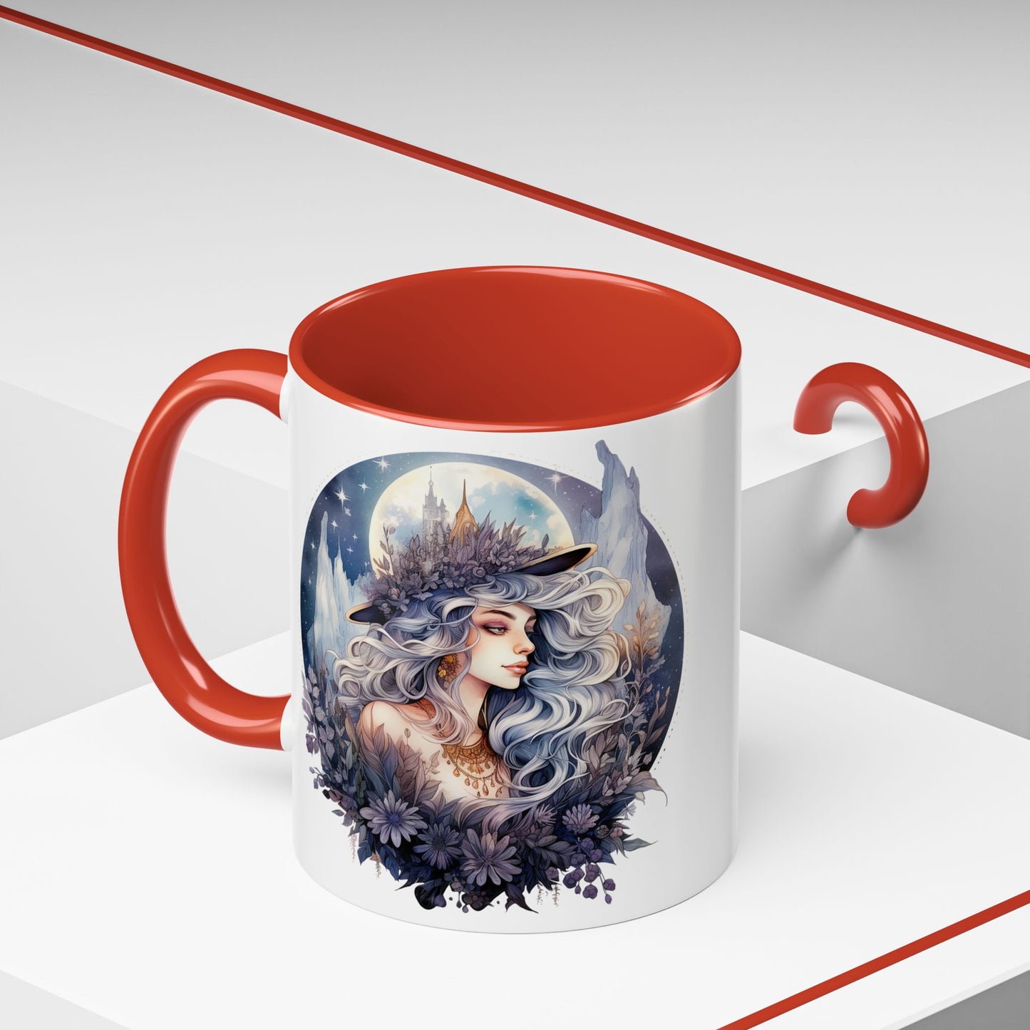 Mystical Floral Accent Coffee Mug, Enchanting Gift for Her, Elegant Home Decor, Celestial Mug, Perfect for Birthdays