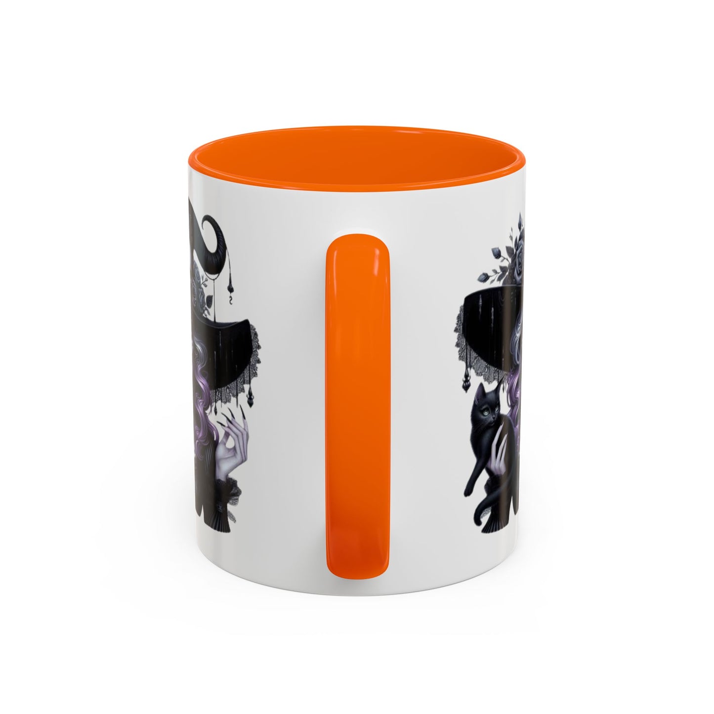 Witchy Accent Coffee Mug: Enchanting Black Cat & Skull Design, Spooky Gift for Halloween, Witchcraft Lover, Home Decor, Coffee Lover