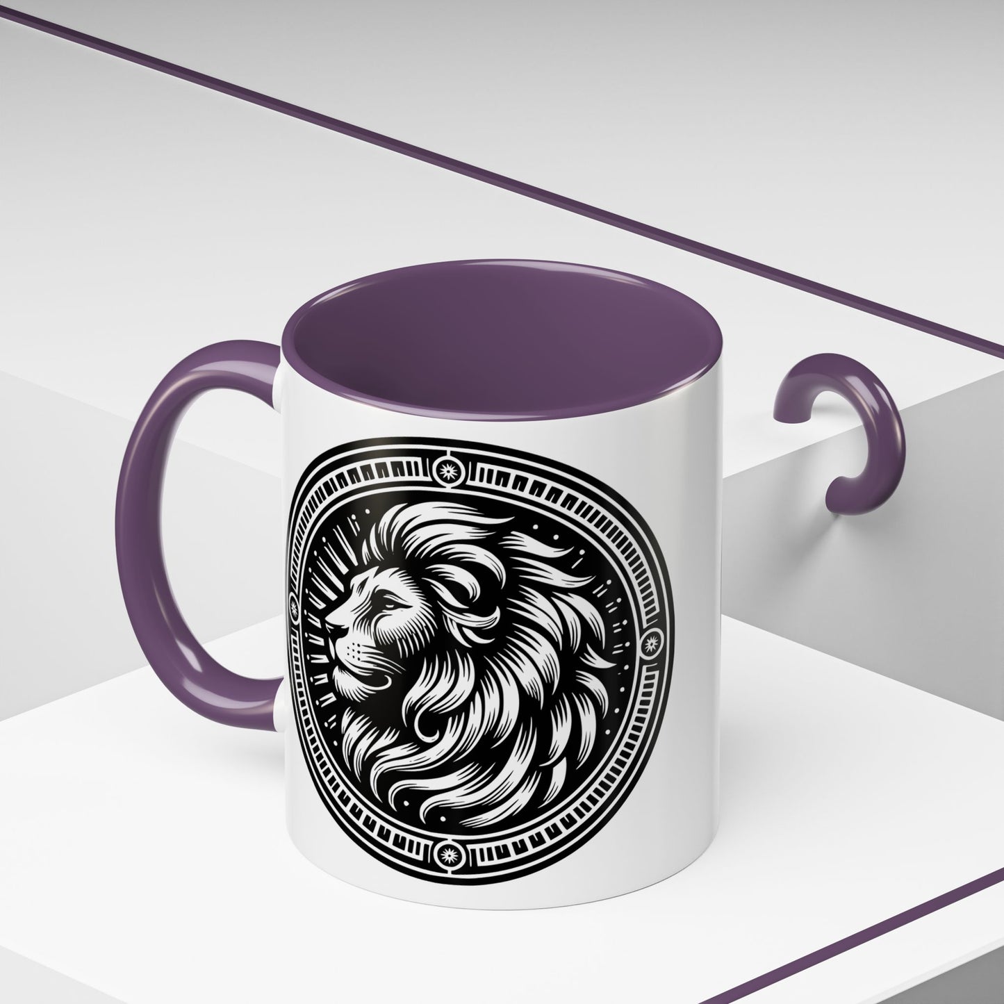 Monochrome Lion Accent Coffee Mug, Boho Lion Mug, Animal Print Coffee Cup, Unique Gift for Coffee Lovers, Home Decor