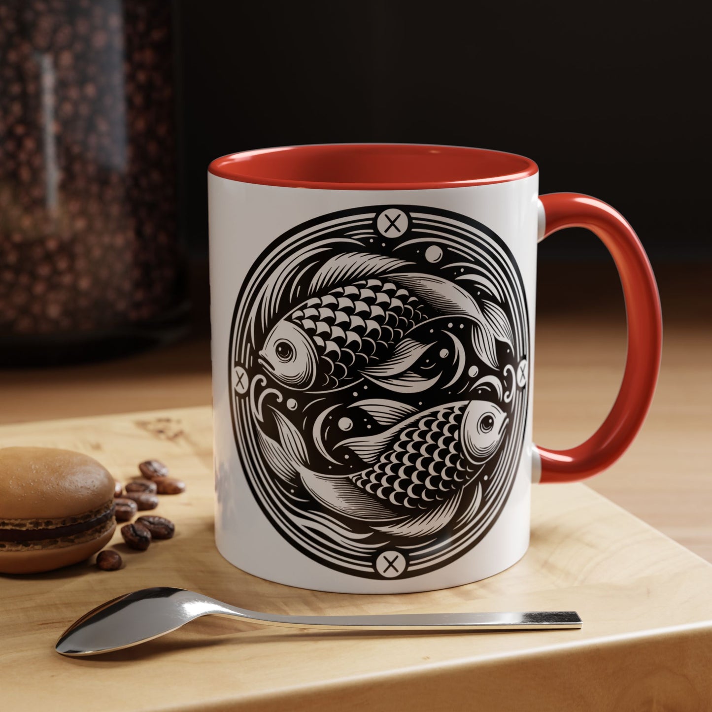 Elegant Koi Fish Accent Coffee Mug - Unique Artwork, Perfect for Tea Lovers, Gift for Him/Her, Home Decor, Birthday Present