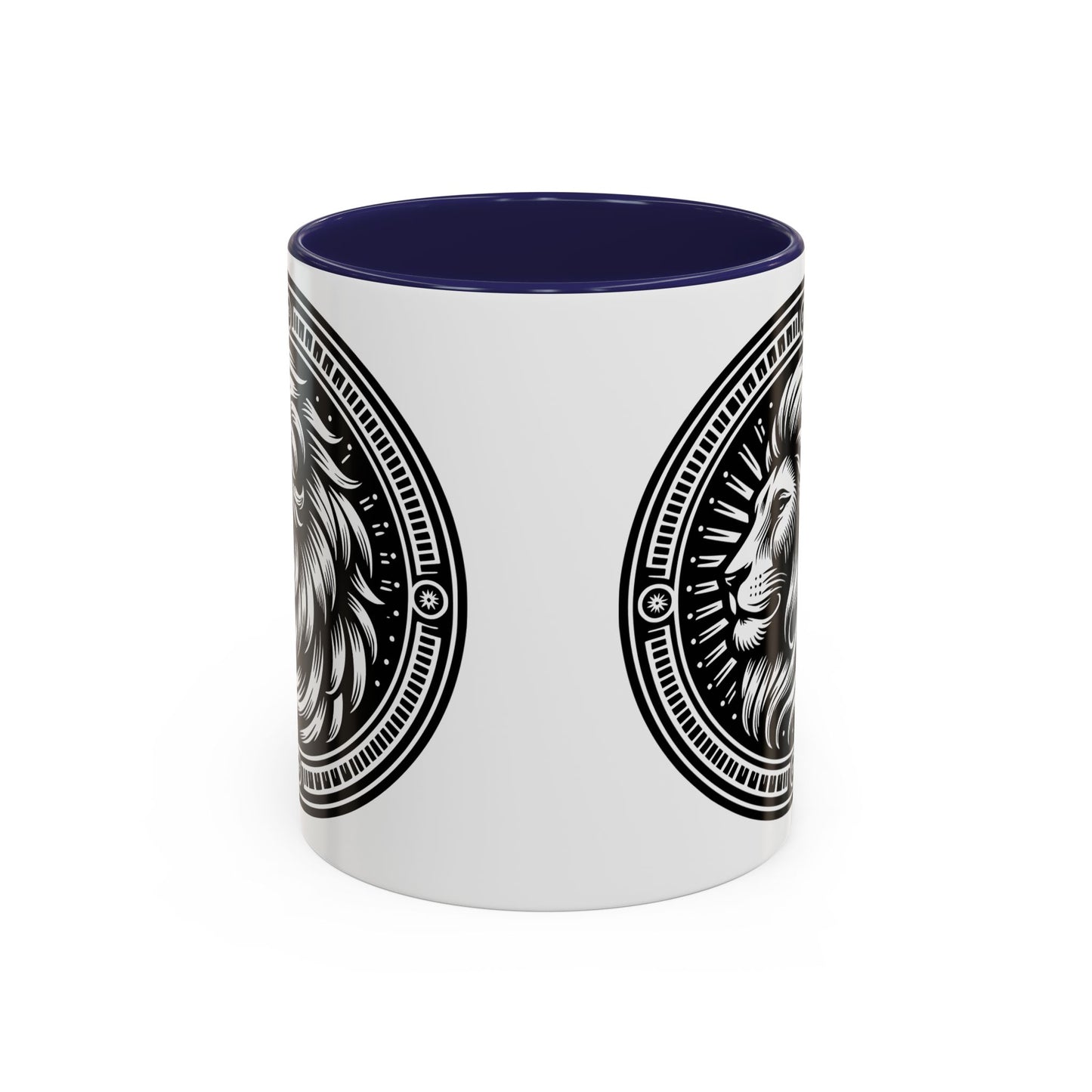 Monochrome Lion Accent Coffee Mug, Boho Lion Mug, Animal Print Coffee Cup, Unique Gift for Coffee Lovers, Home Decor