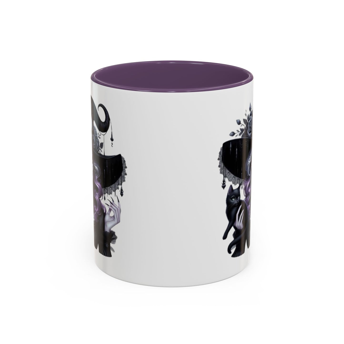 Witchy Accent Coffee Mug: Enchanting Black Cat & Skull Design, Spooky Gift for Halloween, Witchcraft Lover, Home Decor, Coffee Lover