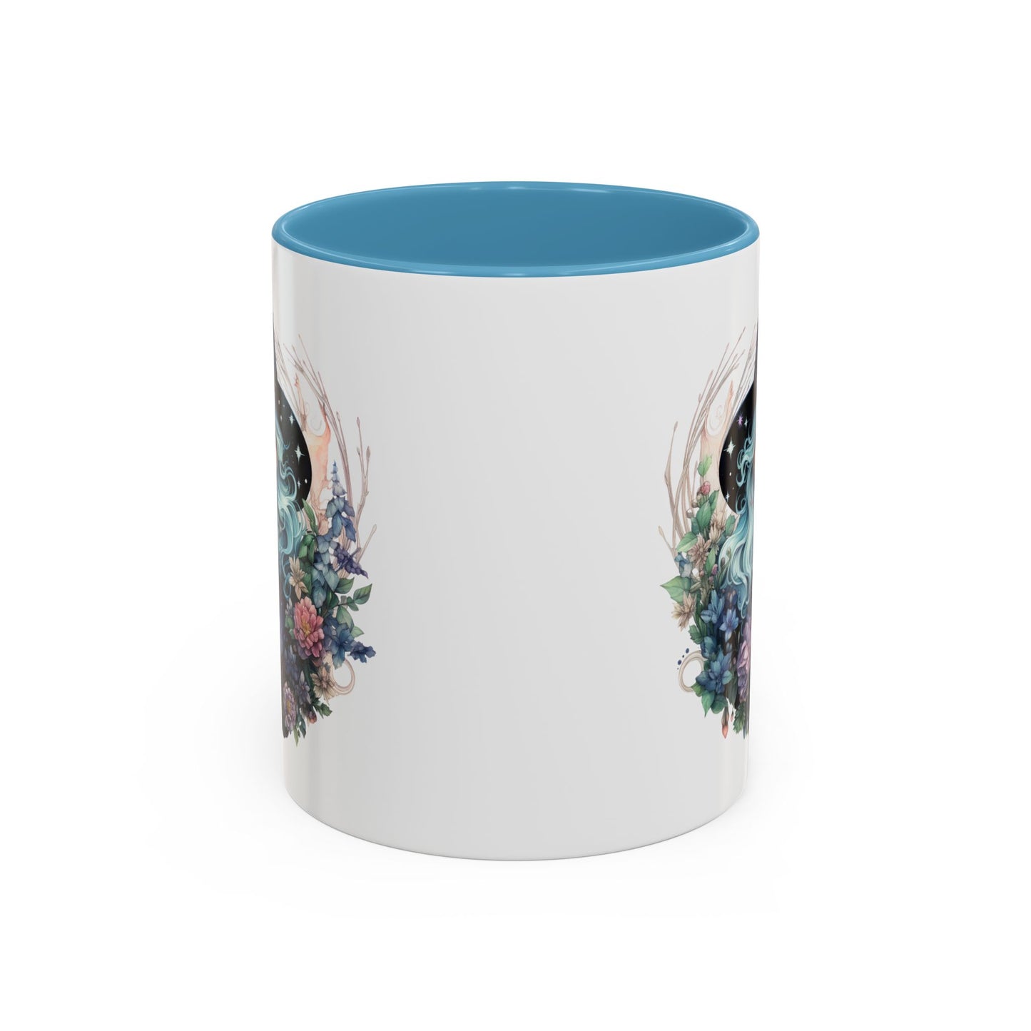 Mystical Floral Witch Coffee Mug with Accent, Gift for Witches, Unique Boho Kitchen Decor, Tea Lover's Mug, Magical Drinkware