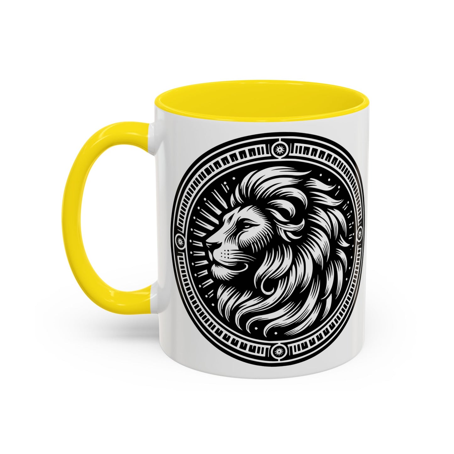Monochrome Lion Accent Coffee Mug, Boho Lion Mug, Animal Print Coffee Cup, Unique Gift for Coffee Lovers, Home Decor