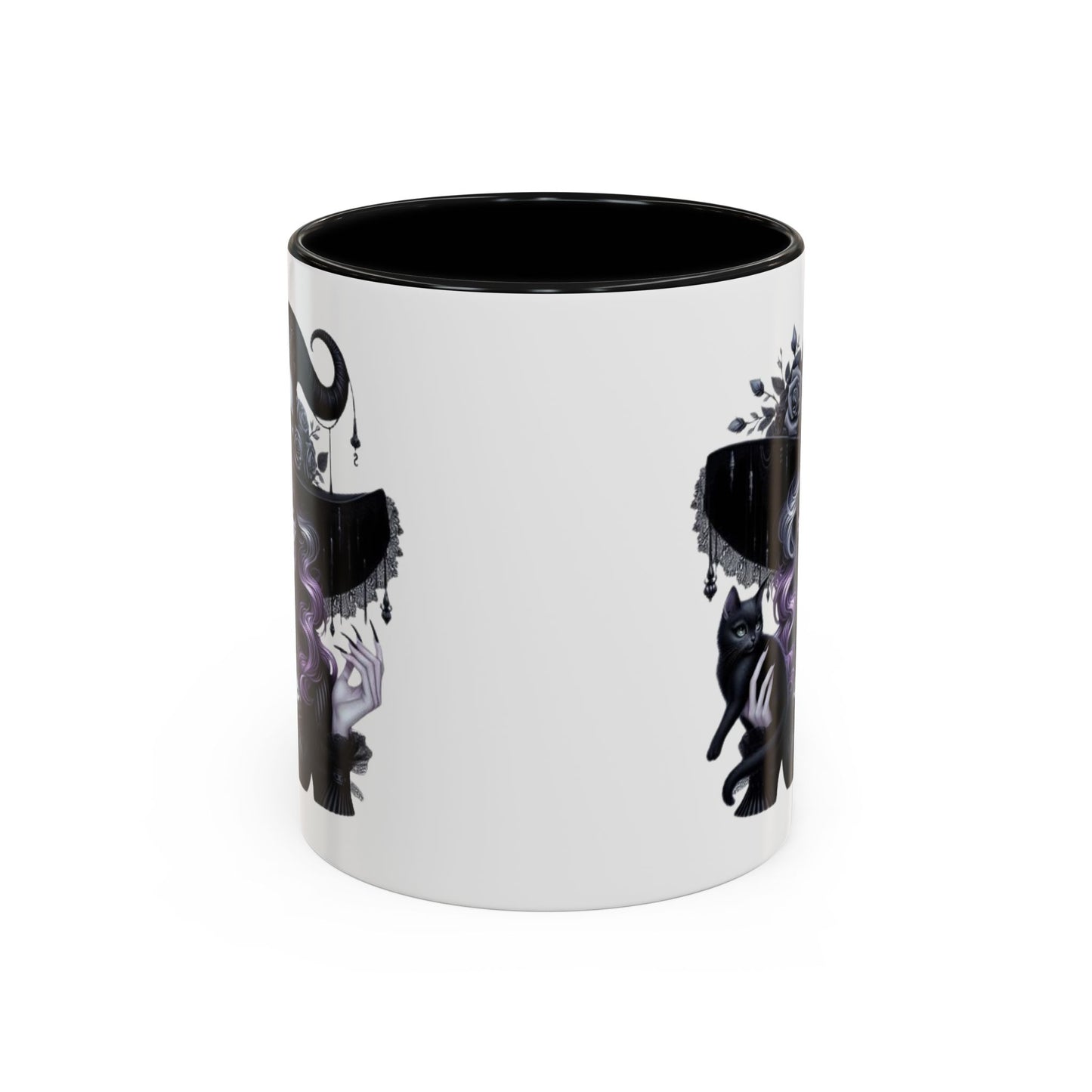 Witchy Accent Coffee Mug: Enchanting Black Cat & Skull Design, Spooky Gift for Halloween, Witchcraft Lover, Home Decor, Coffee Lover