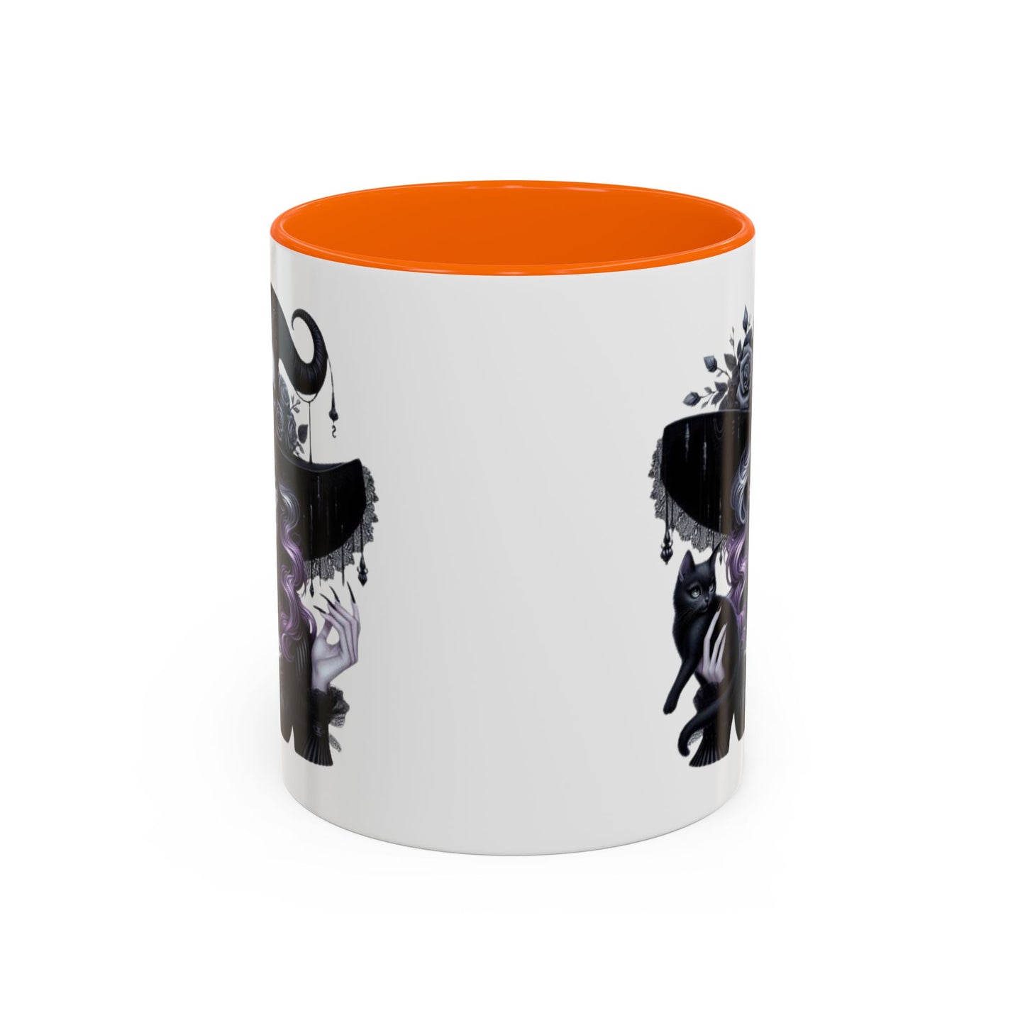 Witchy Accent Coffee Mug: Enchanting Black Cat & Skull Design, Spooky Gift for Halloween, Witchcraft Lover, Home Decor, Coffee Lover
