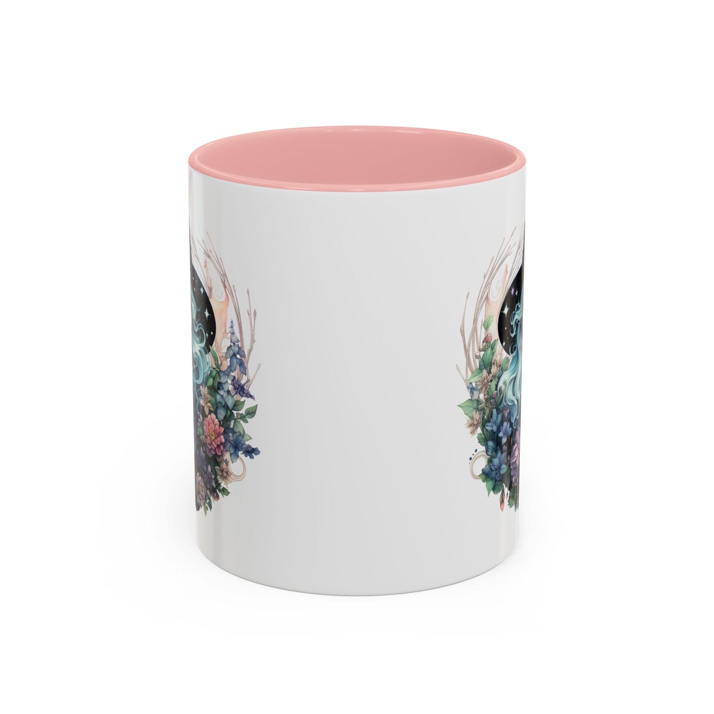 Mystical Floral Witch Coffee Mug with Accent, Gift for Witches, Unique Boho Kitchen Decor, Tea Lover's Mug, Magical Drinkware
