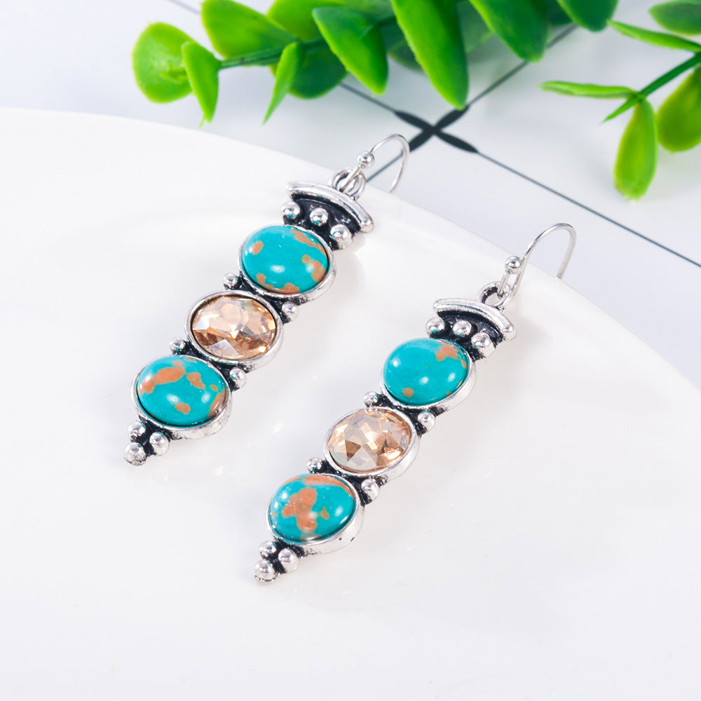 Fashion Creative Plated S925 Vintage Thai Silver Turquoise Earrings