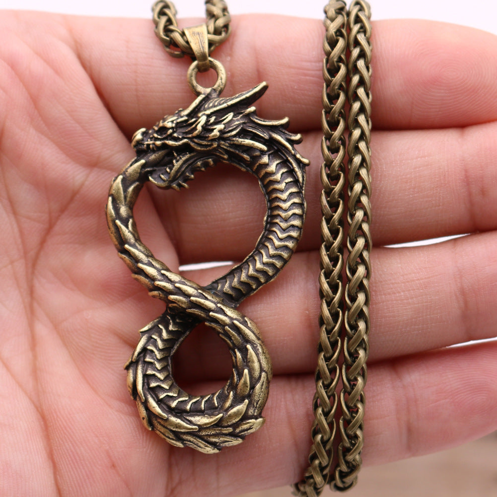Eight Dragon Necklace Retro Style Dragon Head Pendant