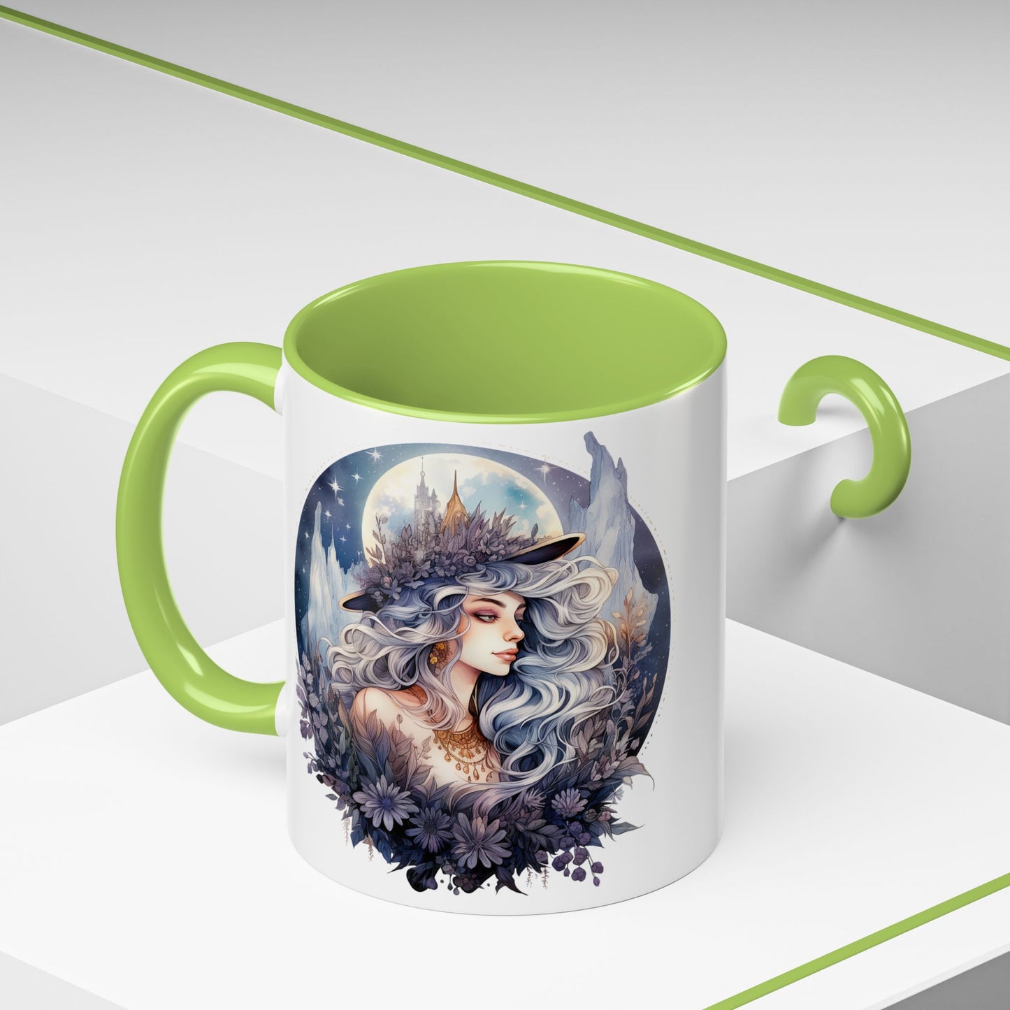 Mystical Floral Accent Coffee Mug, Enchanting Gift for Her, Elegant Home Decor, Celestial Mug, Perfect for Birthdays