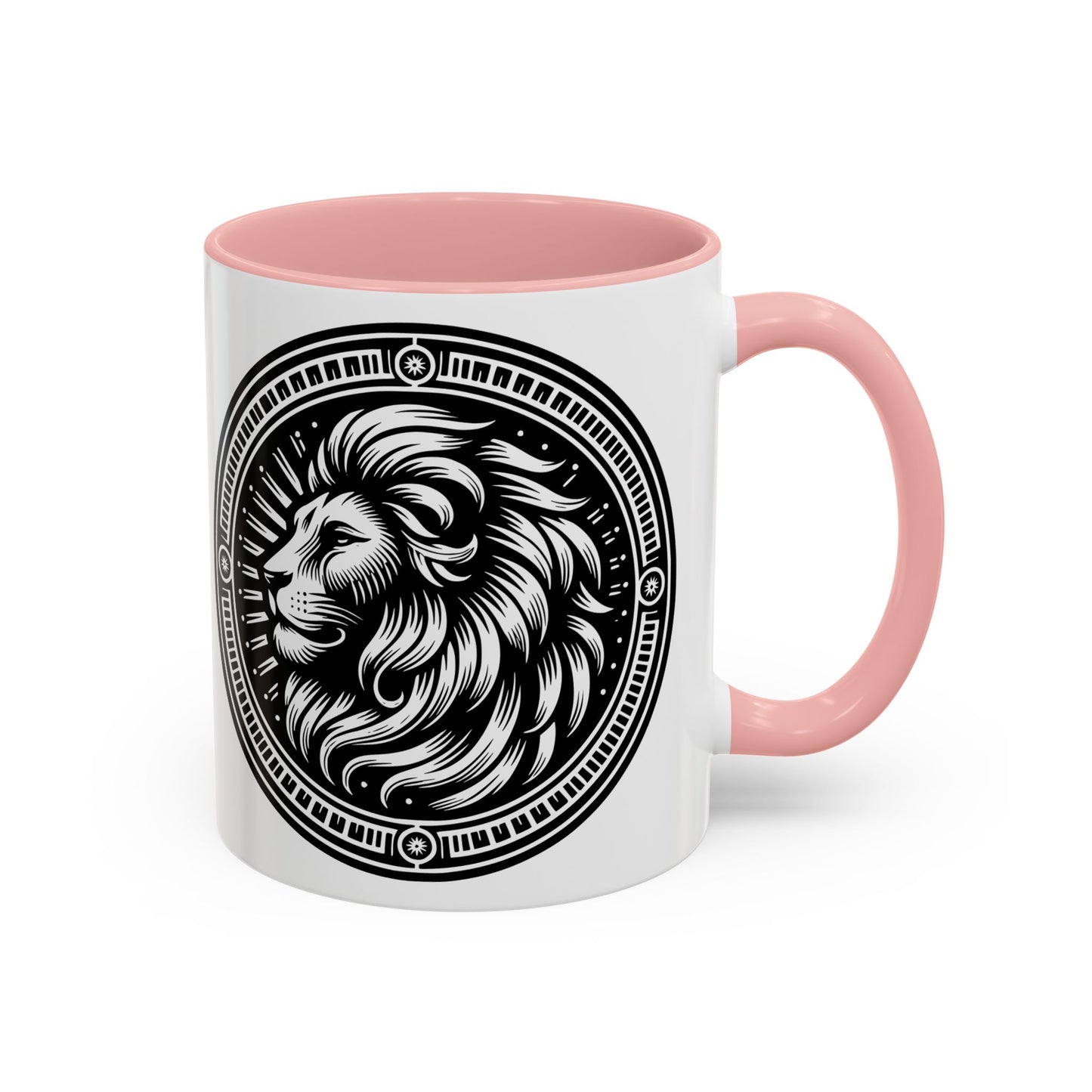 Monochrome Lion Accent Coffee Mug, Boho Lion Mug, Animal Print Coffee Cup, Unique Gift for Coffee Lovers, Home Decor