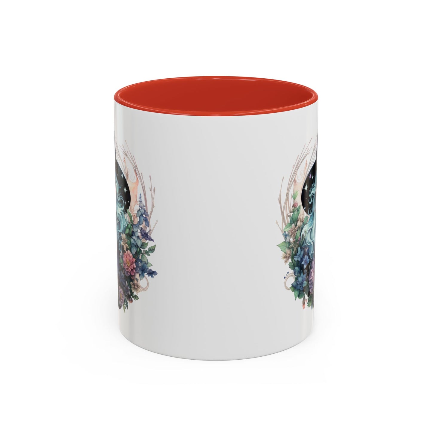 Mystical Floral Witch Coffee Mug with Accent, Gift for Witches, Unique Boho Kitchen Decor, Tea Lover's Mug, Magical Drinkware