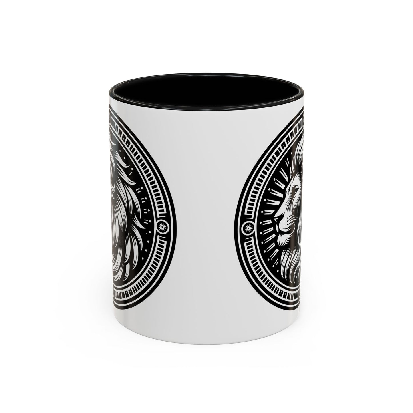 Monochrome Lion Accent Coffee Mug, Boho Lion Mug, Animal Print Coffee Cup, Unique Gift for Coffee Lovers, Home Decor