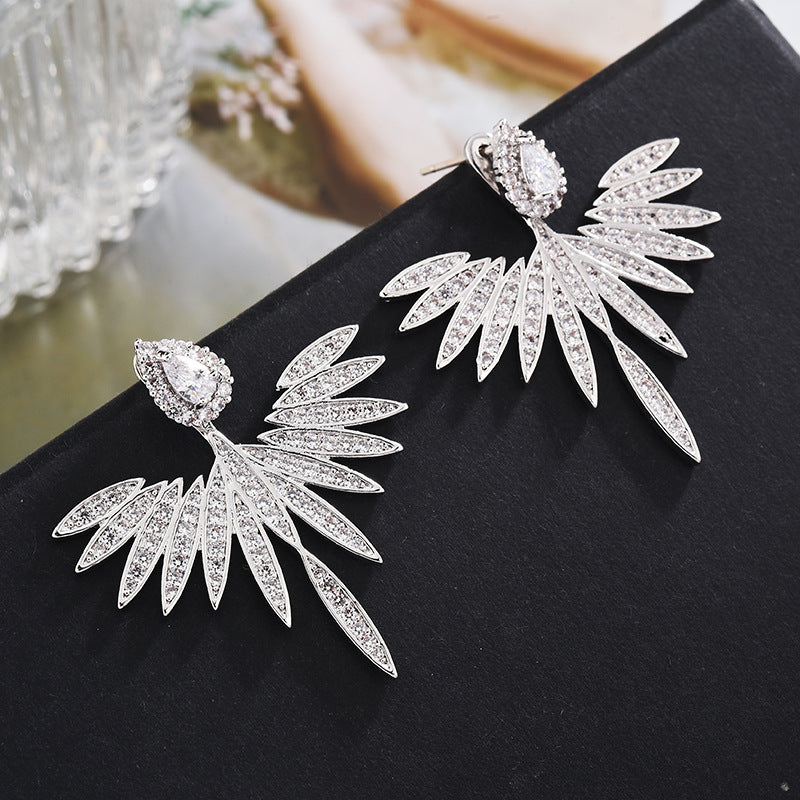 Zircon boucles d'oreilles ailes d'ange boucles d'oreilles