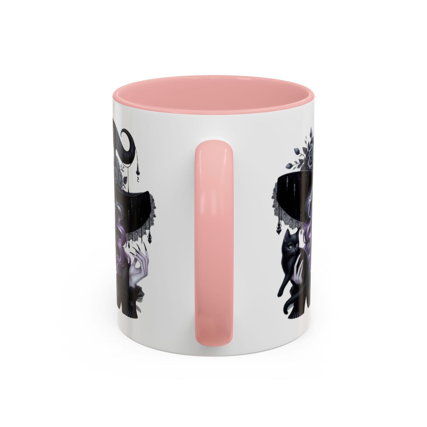 Witchy Accent Coffee Mug: Enchanting Black Cat & Skull Design, Spooky Gift for Halloween, Witchcraft Lover, Home Decor, Coffee Lover