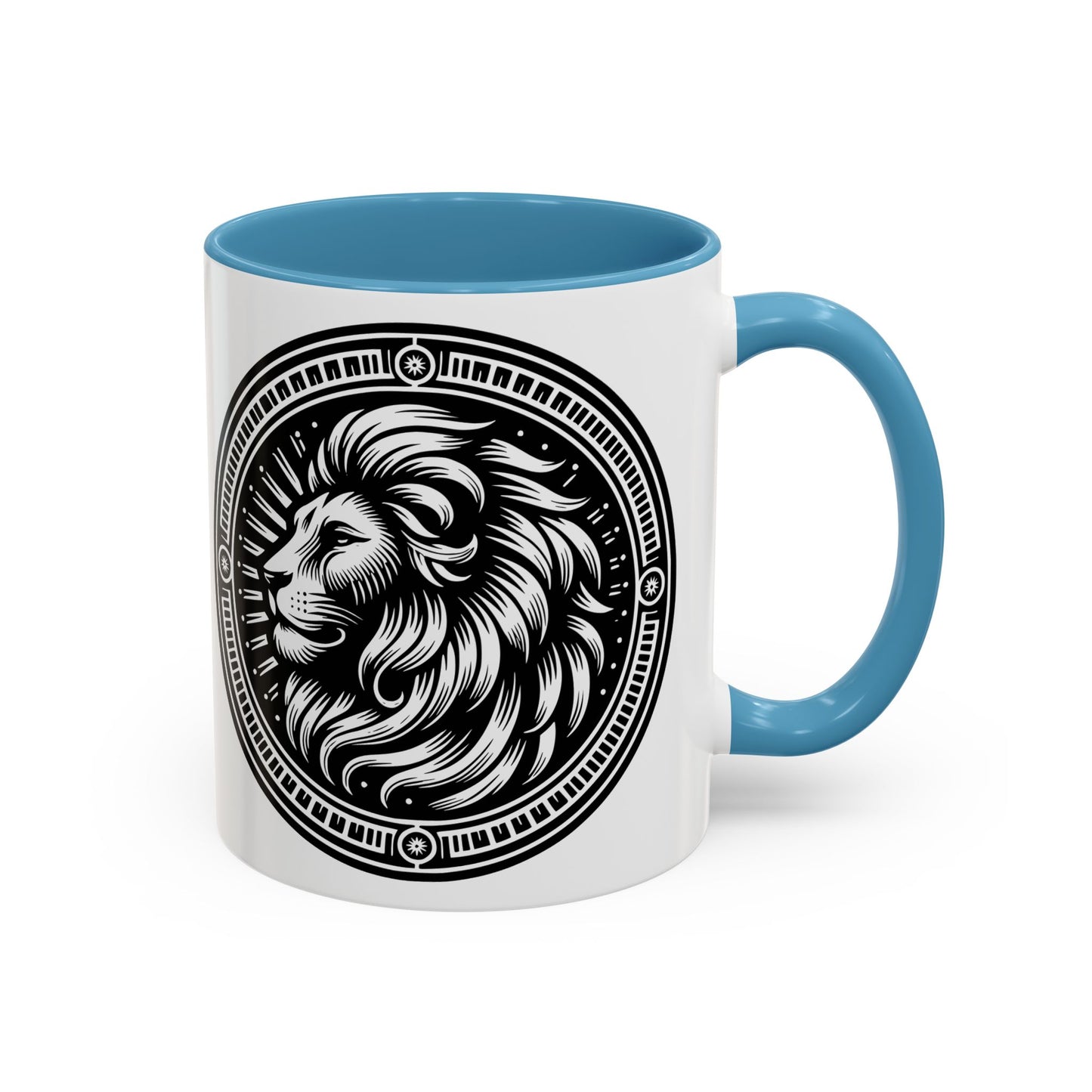 Monochrome Lion Accent Coffee Mug, Boho Lion Mug, Animal Print Coffee Cup, Unique Gift for Coffee Lovers, Home Decor