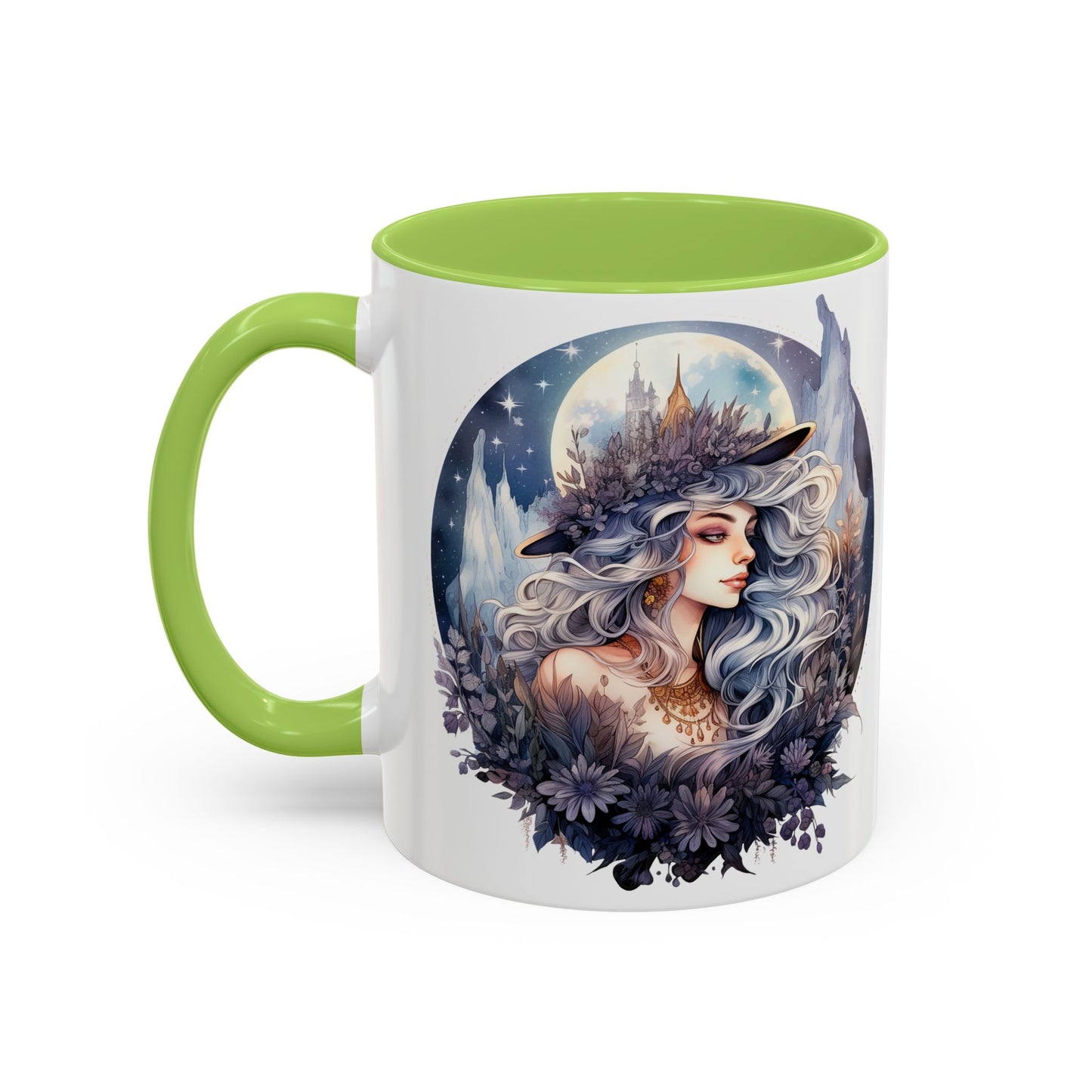 Mystical Floral Accent Coffee Mug, Enchanting Gift for Her, Elegant Home Decor, Celestial Mug, Perfect for Birthdays