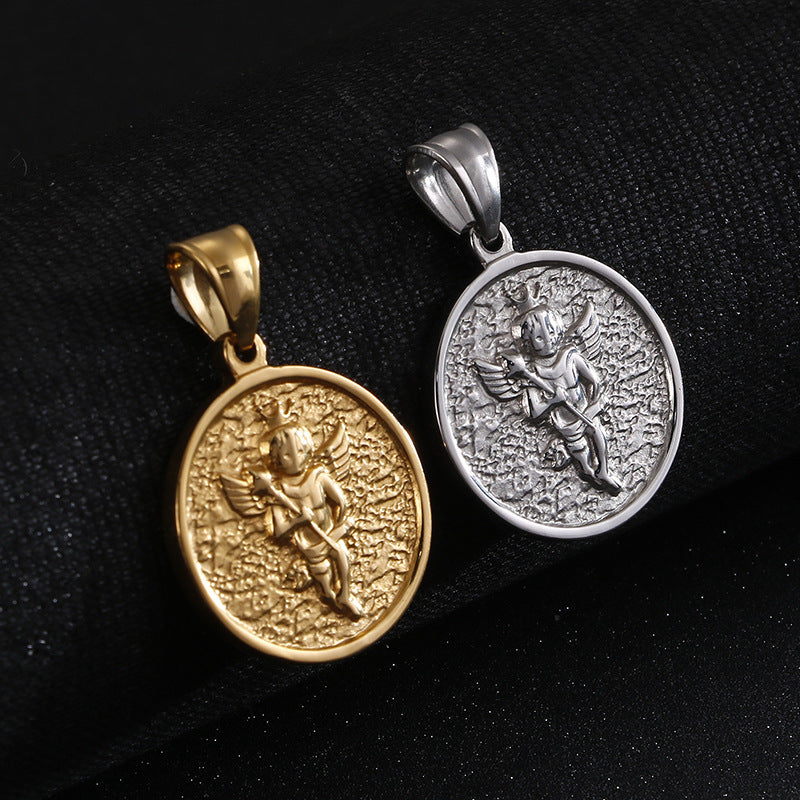 Pendentif petit ange, en acier inoxydable.