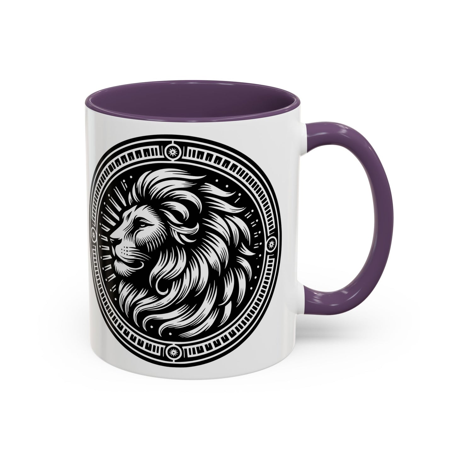 Monochrome Lion Accent Coffee Mug, Boho Lion Mug, Animal Print Coffee Cup, Unique Gift for Coffee Lovers, Home Decor