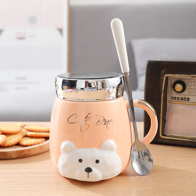 Ins Style Céramique Couple Tasse Avec Couvercle Bureau
