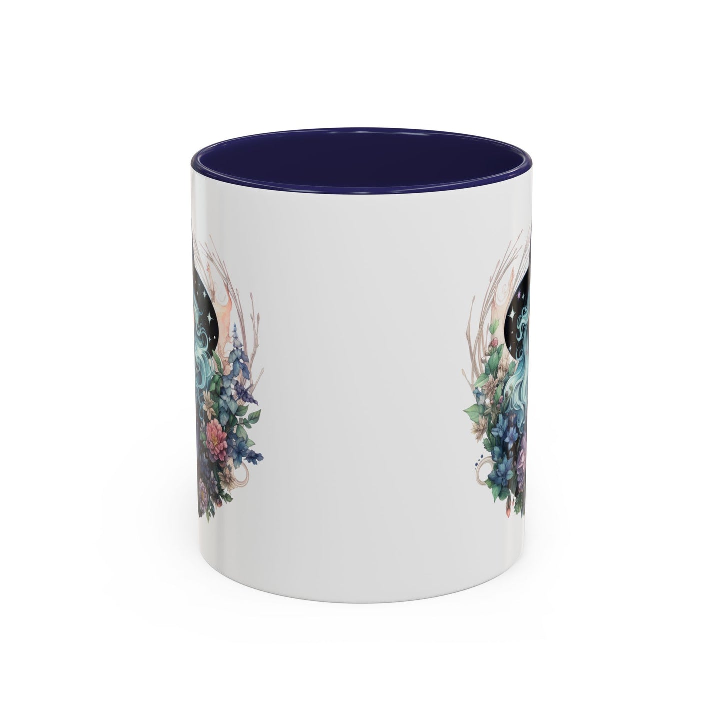 Mystical Floral Witch Coffee Mug with Accent, Gift for Witches, Unique Boho Kitchen Decor, Tea Lover's Mug, Magical Drinkware