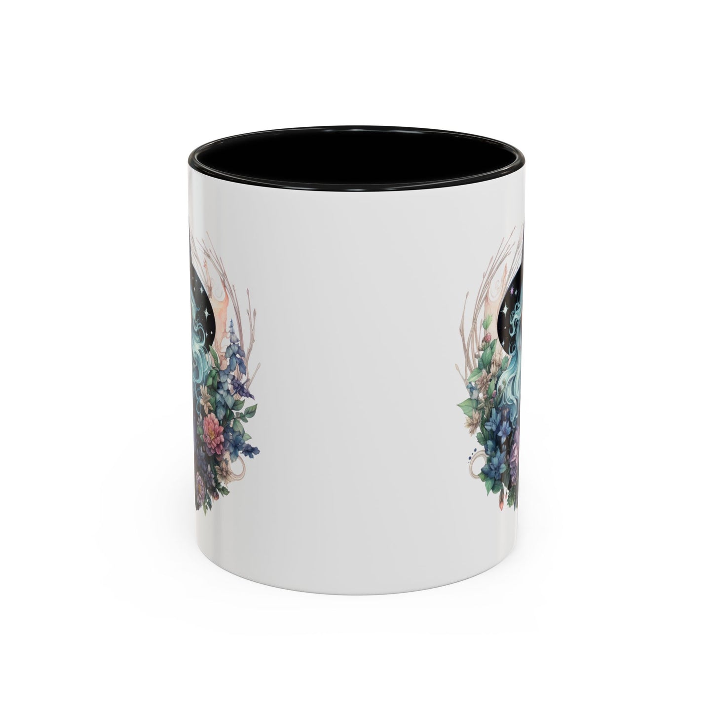 Mystical Floral Witch Coffee Mug with Accent, Gift for Witches, Unique Boho Kitchen Decor, Tea Lover's Mug, Magical Drinkware