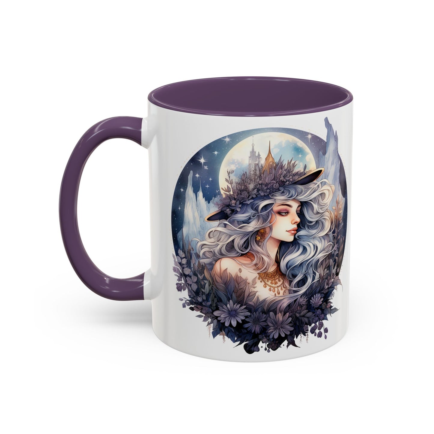 Mystical Floral Accent Coffee Mug, Enchanting Gift for Her, Elegant Home Decor, Celestial Mug, Perfect for Birthdays