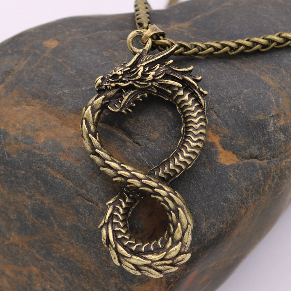 Eight Dragon Necklace Retro Style Dragon Head Pendant