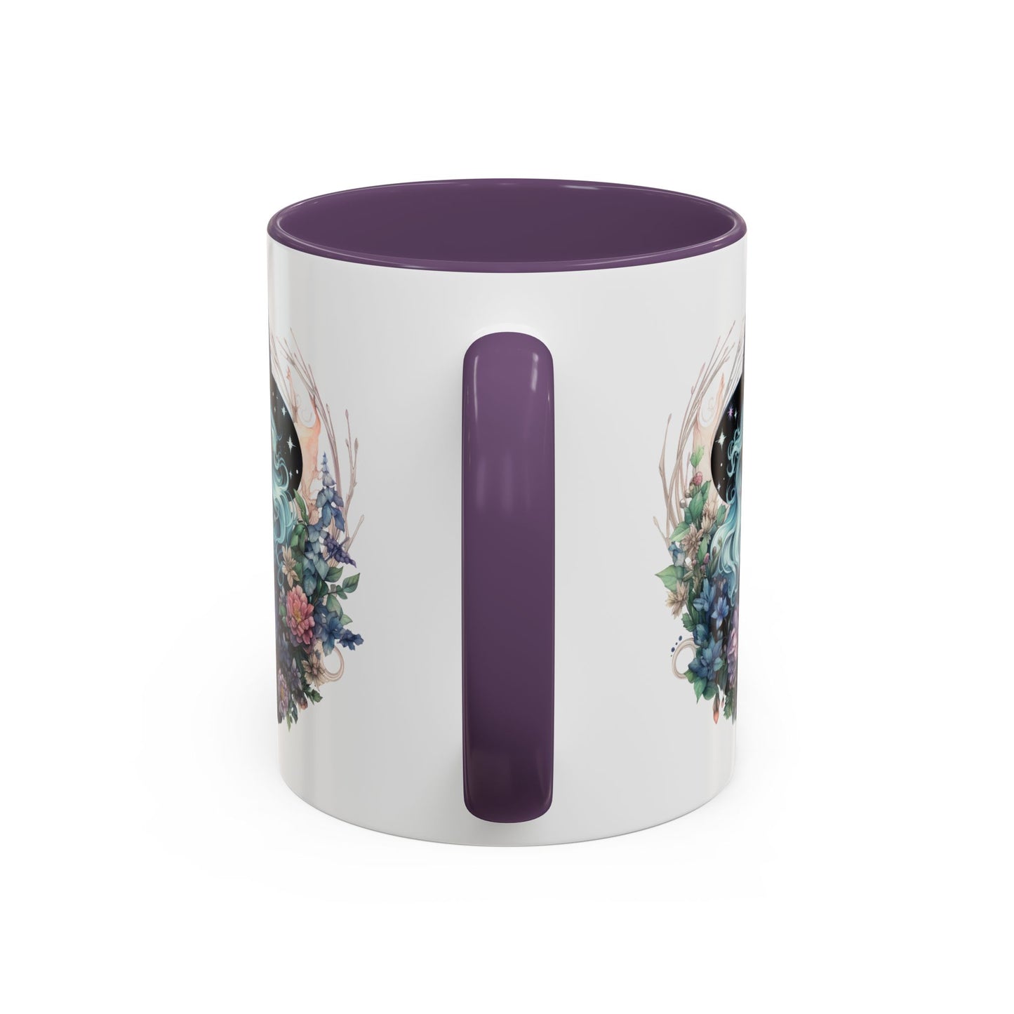 Mystical Floral Witch Coffee Mug with Accent, Gift for Witches, Unique Boho Kitchen Decor, Tea Lover's Mug, Magical Drinkware