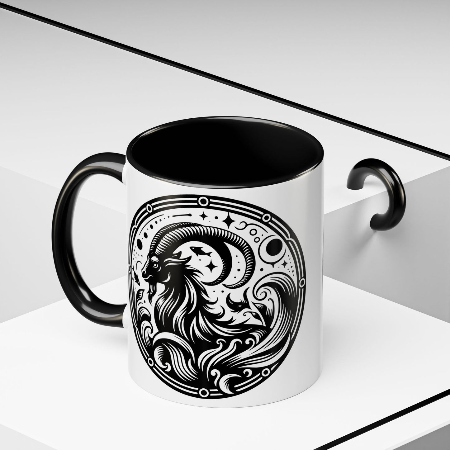 Astrological Black and White Accent Coffee Mug - Zodiac Sign, Horoscope Gift, Astrology Lovers, Unique Kitchen Decor, Cosmic Drinkware