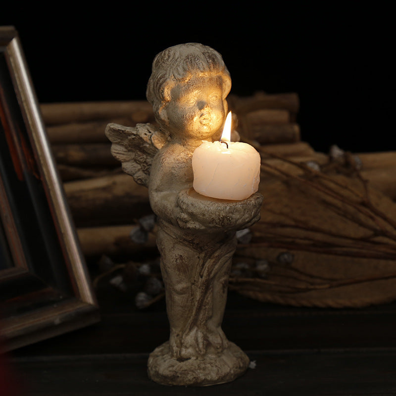 Nordic Retro Cupid Angel Candle Holder Decoration Ornaments Grocery Garden Courtyard