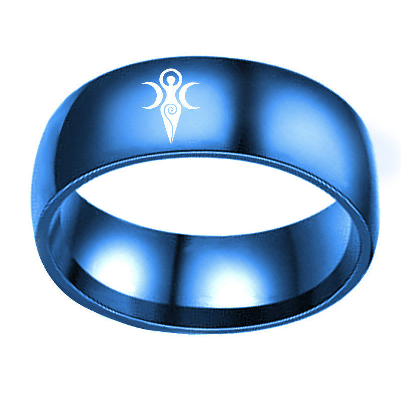 Moon Goddess Sign Ring Religious Titanium Steel Ring