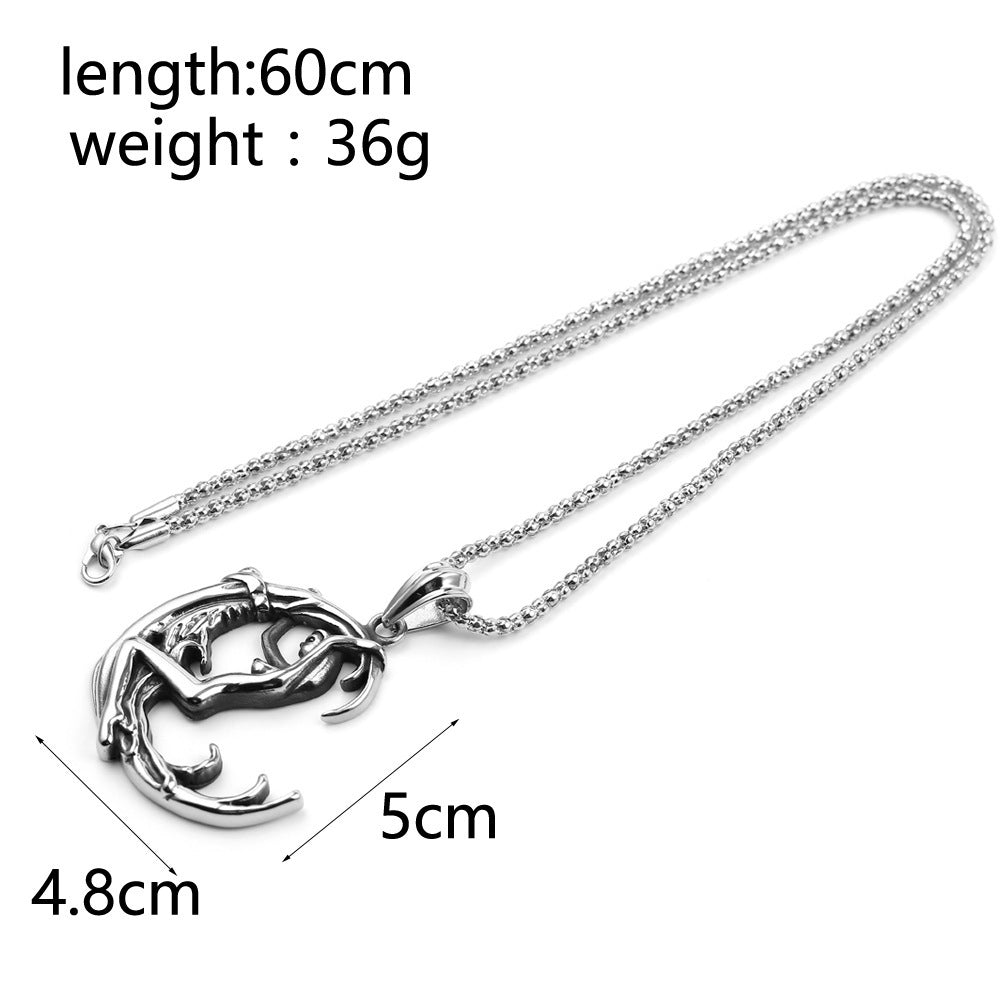 Men's Stainless Steel Moon Goddess Pendant Necklace