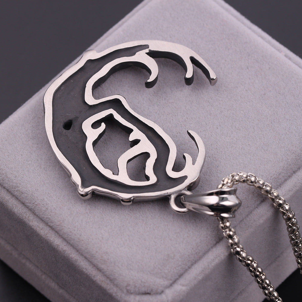 Men's Stainless Steel Moon Goddess Pendant Necklace