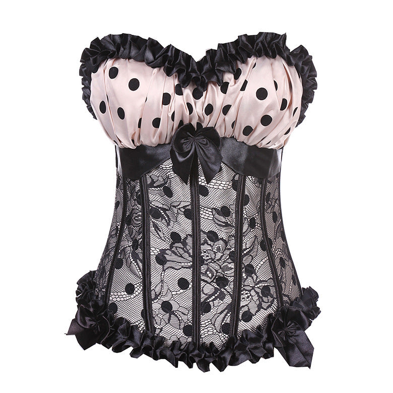 Polka Dot Lace Waist Court Corset
