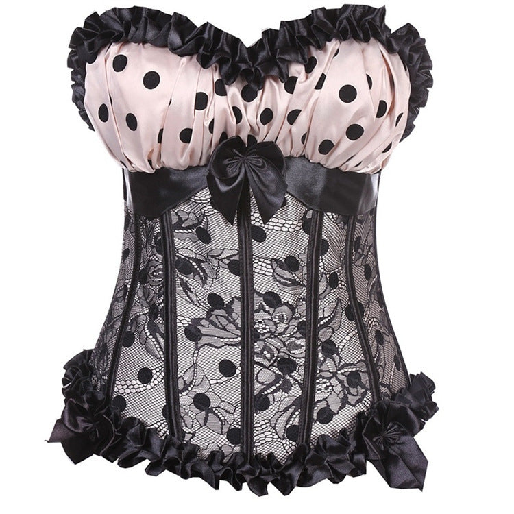 Polka Dot Lace Waist Court Corset